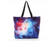 Environmental Printing Dreamy Star Sky Pattern Shoulder Bag Shopping Bag with Zipper
