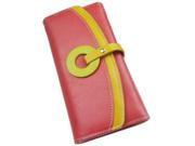 Women PU Leather Candy Color Long Wallet Purse Watermelon Red