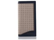 New Medium Length Checked Genuine Leather Men’s Wallet Cellphone Pouch Blue