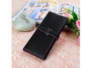 High grade Generous Litchi Lines Three folding Metal H Buckle PU Leather Female Wallet Black