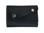 Button Style PU Leather Card Case Holder Storage Bag Black