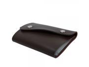 Button Style PU Leather Card Case Holder Storage Bag Brown