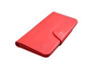 Korean Business Style Cowhide PU Pure Color Long Man Wallet Red