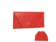 Fashion Women Envelope Style Imitation Leather Button Closure Wallet Red