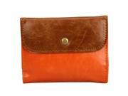 Popular Women PU Leather Button Closure Card Holder Case Wallet Purse Orange