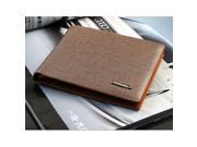 New Fashion Business Leather PU Cross Pattern Men’s Short Wallet Brown