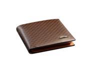 Fashion Business Short Style Grid Pattern Folding Leather PU Men’s Wallet Brown