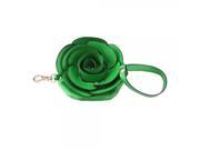 Women Flower Style PU Leather Zipper Closure Wallet Coin Bag Green