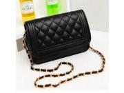 Korean Style Sweet Rhombic Texture Woven Chain PU Leather Women’s Single shoulder Bag Messenger Bag Black