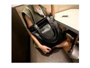Fashion Large Pure Color Rectangle Shape Zipper Closure PU Leather Women’s Bag Black