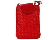 Candy cute Cash Coin Wallet Cellphone Messenger Bag Woven Oblique Carry Red