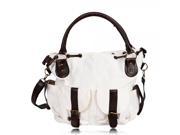 Women Multi Pocket Canvas Casual Tote Shoulder Messenger Handbag White