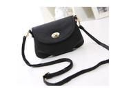 Korean Style Pure Pattern PU Leather Women Handle Messenger Bag Black