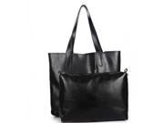 Retro Style Pure Color PU Leather Women’s Two piece Handbags Set Black