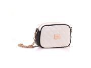 Euramerican Style Fashion Quilted Plaid Pattern PU Messenger Bag with Chain White