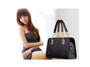 Hot selling European Style Single shoulder Chain Splicing PU Leather Portable Bag Black