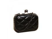 HM C07 Fashionable Noble Square Plaid Pattern Chain Strap PU Leather Evening Bag Black