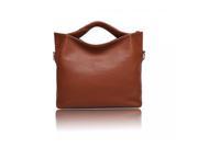 Korean Style Stylish Elegant Pure Color Brief Case PU Handbag Brown