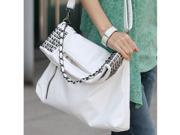 New Fashion Casual Vertical Style Square Rivets Chain Single Shoulder Bag Messenger Bag Handbag White