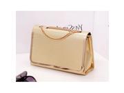 Euramerican Style Shiny Woven Pattern PU Messenger Bag with Chain Golden