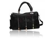 Stylish Women Lace Style Zipper Closure Handbag Shoulder Bag Black