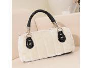 Euramerican Style Top grade Pure Color Soft Faux Fur Handbag White