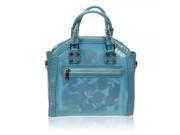 Euramerican Style Fashionable Shiny Snake Print Transparent Handbag Messenger Bag Blue