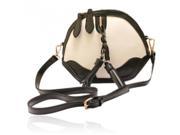 Pretty Color jointing Dumpling Shape Single Strap Zipper Closure PU Leather Women’s Handbag Black White