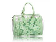 Elegant Women Flower Pattern Waterproof Plastic Transparent Handbags Green