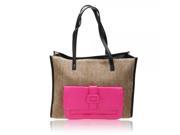 Korean Style Fashionable Grass Plaited Single Shoulder Bag Handbag for Women Rose Red