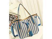 Korean Style Casual Stripes Canvas Handbag Messenger Bag Single shoulder Bag Blue