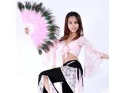 Beautiful Peacock Feather Belly Dance Hand Fan Pink