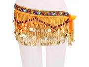 Special Beads Golden Coins Belly Dance Hip Scarf Orange