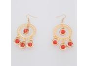 E09 Metal Colorful Beads Plastic Earrings for Belly Dance Red