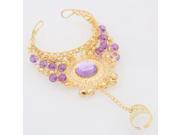 S07 Belly Dance Costume Accessory Bracelet with Rhinestone Ring Purple