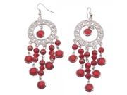 Dancewear E11 Metal National Flavor Colorful Beads Earrings Red
