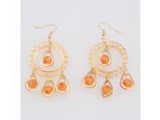 E09 Colorful Beads Metal and Plastic Earrings for Belly Dance Orange