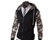 Camouflage Style Short length Slim Fit Hooded Men’s Coat Brown Camouflage M