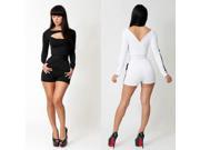 Euramerican Style Distinctive Sexy Round Neck Backless Hip hug Club Party Jumpsuit Black White M