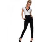 Fashion Individual Pure Color Leather Waist Women’s Trousers Black XL