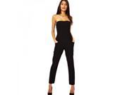 Dear lover LC6425 European Style Stylish Wrapped Chest Sleeveless Jumpsuit Black M