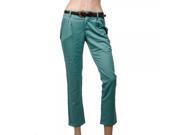 Pure Color Slim Female Long Pants Size M Green