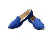 Metal Head Leopard Simple Flat New Single Shoes for Pregnant Women 38 Yard Blue Size Small