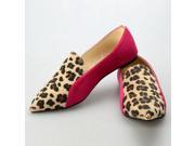 Metal Head Leopard Flat New Single Shoes for Pregnant Women 37 Yard Rose Red