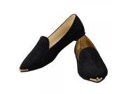 Metal Head Flat New Single Shoes for Pregnant Women 38 Yard Pure Black