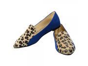 Metal Head Leopard Flat New Single Shoes for Pregnant Women 37 Yard Blue