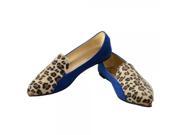 Metal Head Leopard Flat New Single Shoes for Pregnant Women 39 Yard Blue Size Small