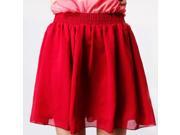 Short Chiffon Waist Skirt Wine Red