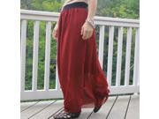 Retro Double Chiffon Women Long Maxi Skirt Pure Wine Red