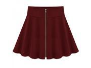 New Spring Autumn Winter Short Slim Pleated Zippered Base Women Skirt Red S